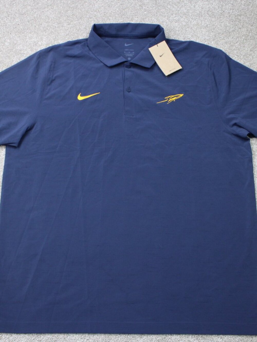 Nike Toledo Rockets Polo Shirt NWT Men XL Blue Dri-Fit Stretch NCAA Short Sleeve